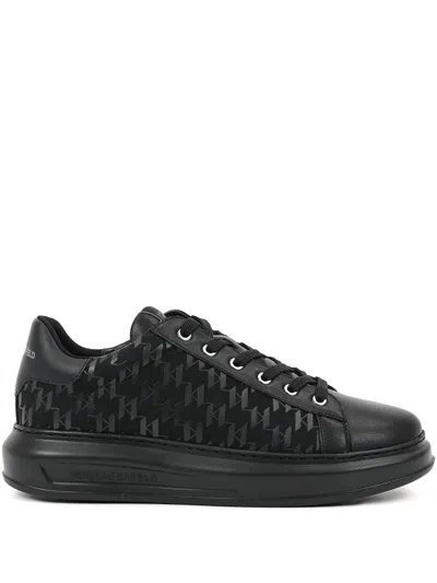 Karl Lagerfeld Monogram Platform Sneakers In Black