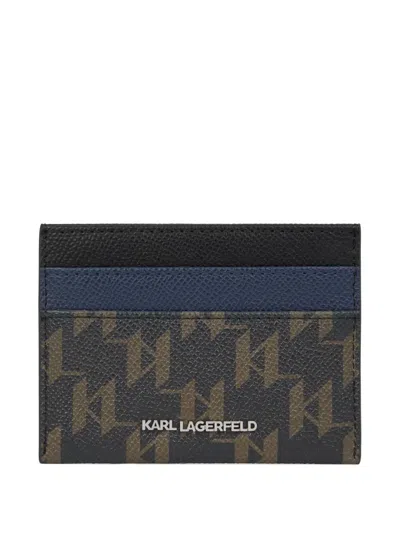 Karl Lagerfeld Monogram-print Cardholder In Blue