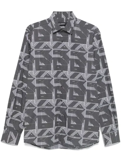Karl Lagerfeld Monogram-print Shirt In Black