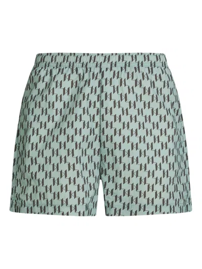 Karl Lagerfeld Monogram-print Swim Shorts In Green