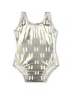 Karl Lagerfeld Monogram-print Swimsuit In Gold