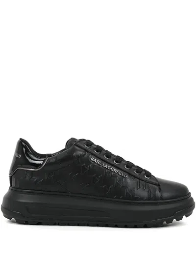 Karl Lagerfeld Monogram-quilted Sneakers In Black