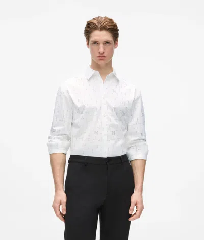 Karl Lagerfeld Monogram Rhinestone Shirt In White
