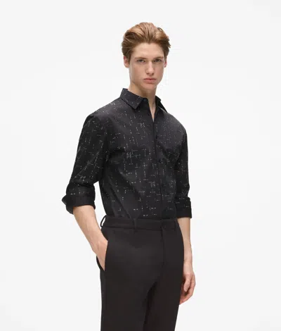 Karl Lagerfeld Monogram Rhinestone Shirt In Black