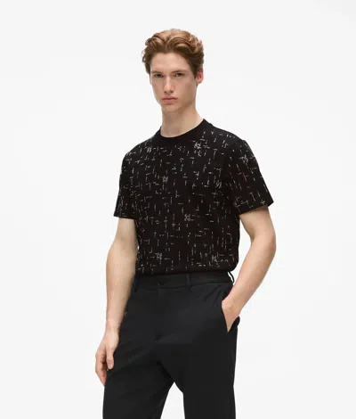 Karl Lagerfeld Monogram Rhinestone T-shirt In Black