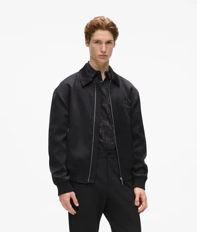 Karl Lagerfeld Monogram Satin Bomber Jacket