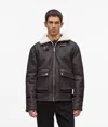 Karl Lagerfeld Monogram Shearling Jacket In Brown