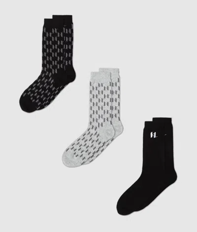 Karl Lagerfeld Monogram Socks – 3 Pack In Multi