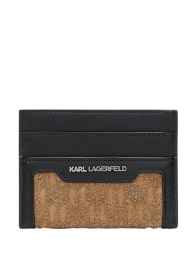 Karl Lagerfeld Monogram Suede Cardholder In Blue