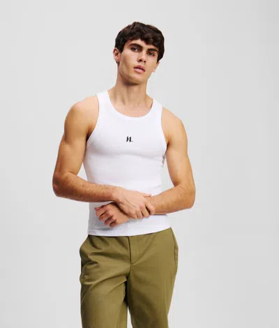 Karl Lagerfeld Monogram Tank Top In White