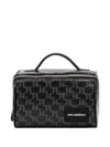 Karl Lagerfeld Monogram Top-handle Wash Bag In Black