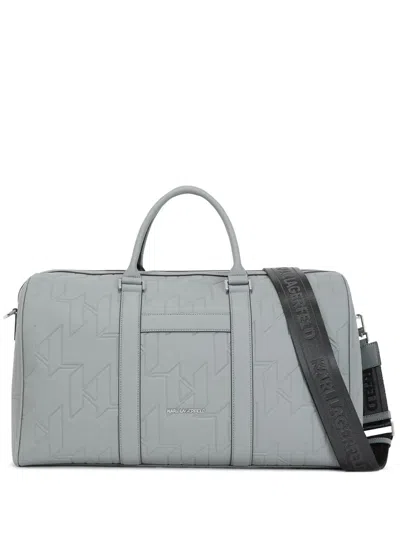 Karl Lagerfeld Monogram Weekender Bag In Grey