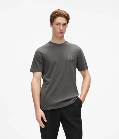 Karl Lagerfeld Monogram Wool-blend T-shirt In Gray