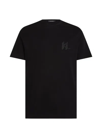 Karl Lagerfeld Monogram Wool-blend T-shirt In Black