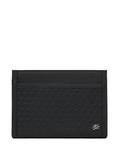 Karl Lagerfeld Monogram-embossed Clutch In Black