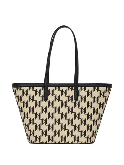 Karl Lagerfeld Monogrammed Tote Bag In Neutral