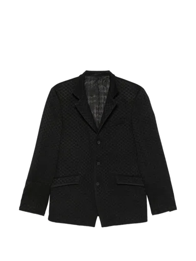 Karl Lagerfeld Monogram-pattern Notched-lapel Blazer In Black