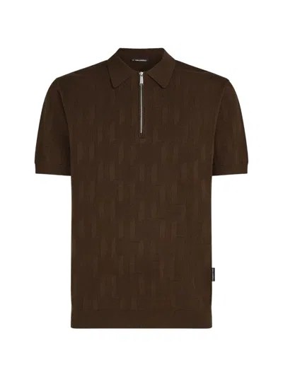 Karl Lagerfeld Monogram-pattern Polo Shirt In Brown