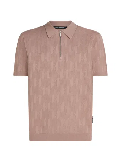 Karl Lagerfeld Monogram-pattern Polo Shirt In Pink