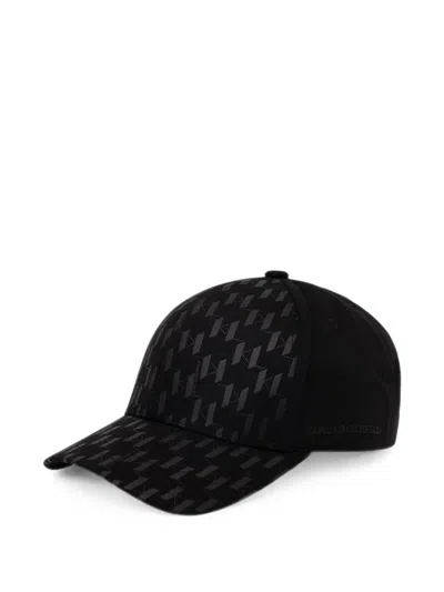 Karl Lagerfeld Monogram-print Baseball Cap In Black