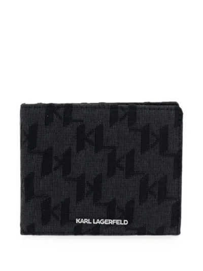Karl Lagerfeld Monogram-print Bi-fold Wallet In Orange