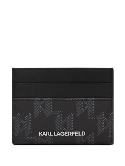 Karl Lagerfeld Monogram-print Cardholder In Black