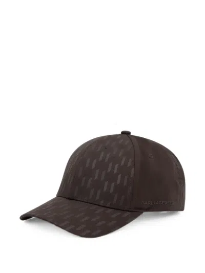 Karl Lagerfeld Monogram-print Logo-print Baseball Cap In Brown