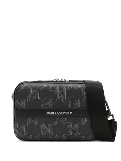 Karl Lagerfeld Monogram-print Messenger Bag In Black