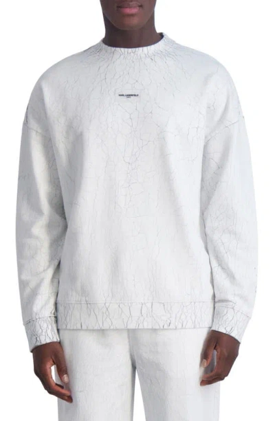 Karl Lagerfeld Marble Print Logo Patch Sweatshirt In Off White