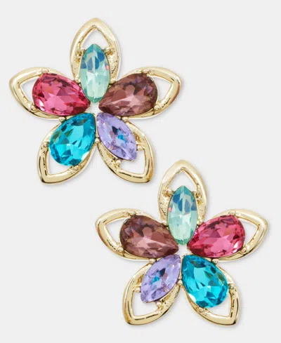 Karl Lagerfeld Multicolor Crystal Flower Stud Earrings