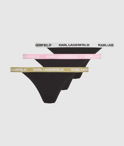 Karl Lagerfeld Multicolor Waistband Brazilian Briefs – 3 Pack