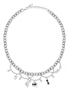 Karl Lagerfeld Multiple-charms Necklace In Metallic