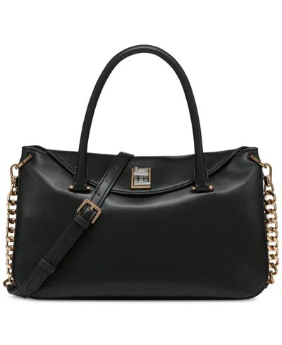 Karl Lagerfeld Nadine Large Leather Satchel Crossbody In Black