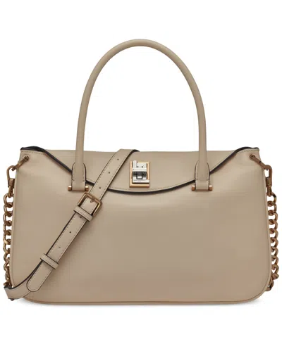 Karl Lagerfeld Nadine Large Leather Satchel Crossbody In Brie