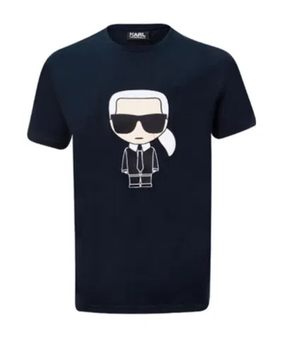 Karl Lagerfeld Navy Blue Logo T-shirt In Black