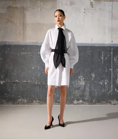 Karl Lagerfeld Necktie Shirt Dress Handpicked By Hun Kim In White