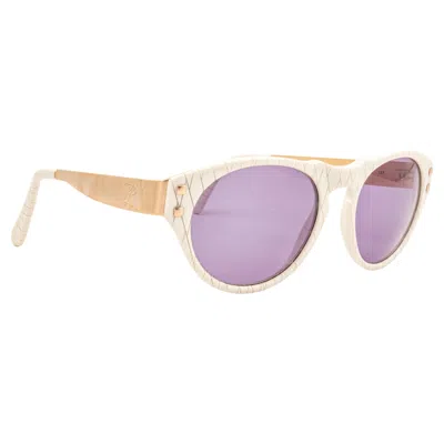 Pre-owned Karl Lagerfeld New Vintage  3601 White & Gold 1990's Sunglasses