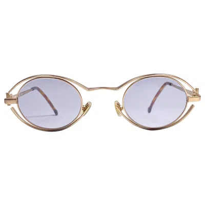 Pre-owned Karl Lagerfeld New Vintage  4123 Oval Matte Gold 1990 France Sunglasses In Gray