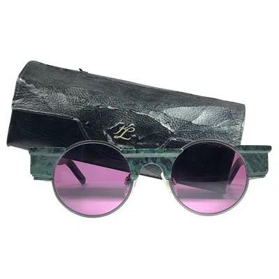Pre-owned Karl Lagerfeld New Vintage  L3802 Round Marble 80's Made In Germany Sunglasses In Black