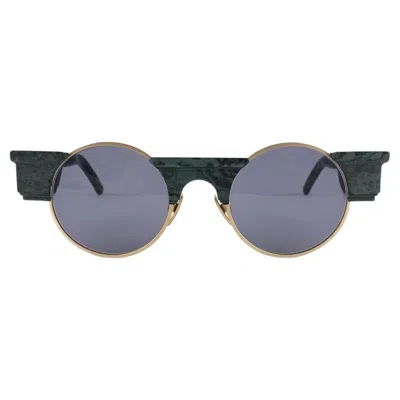 Pre-owned Karl Lagerfeld New Vintage  L3802 Round Marble Gold 80's Germany Sunglasses In Gray
