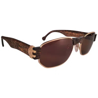 Pre-owned Karl Lagerfeld New Vintage  L4503 Matte Gold & Stripes Frame 1990's Sunglasses In Black