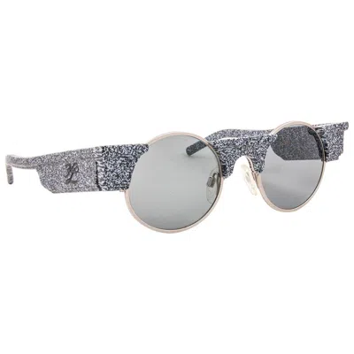 Pre-owned Karl Lagerfeld New Vintage  Round Grey Marble 80's Made In Germany Sunglasses In Gray