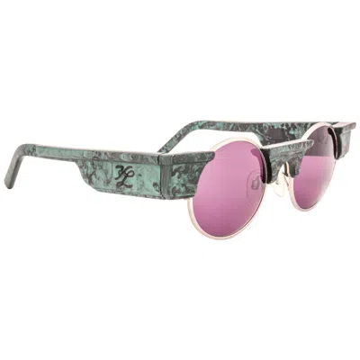 Pre-owned Karl Lagerfeld New Vintage  Round Marble 80's Made In Germany Sunglasses In Gray