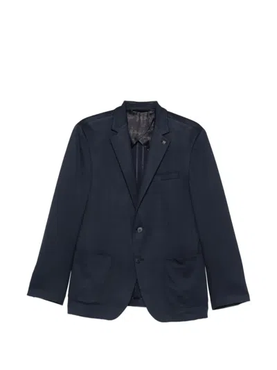 Karl Lagerfeld Notched-lapel Patch-pocket Jacket In Blue