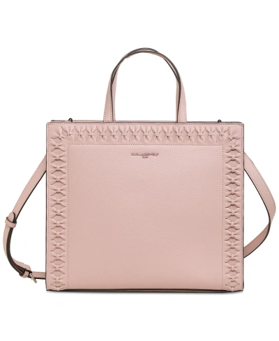 Karl Lagerfeld Nouveau Medium Leather Tote In Rose Smoke