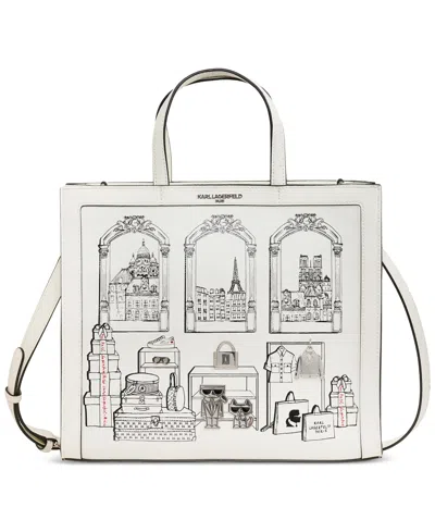 Karl Lagerfeld Nouveau Medium Leather Tote In Wht,bk,red