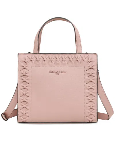 Karl Lagerfeld Nouveau Small Leather Tote In Rose Smoke