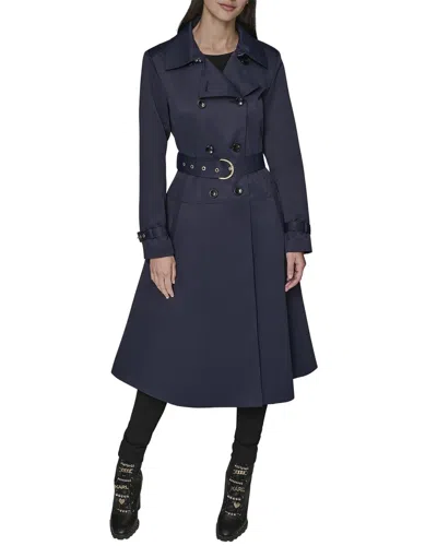 Karl Lagerfeld Novelty Logo Trench Coat In Blue