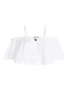 Karl Lagerfeld Off-shoulder Cropped Beach Top In White