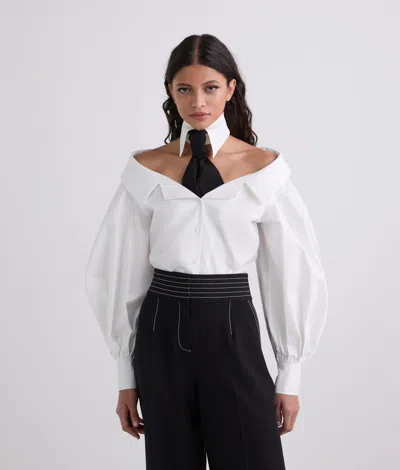 Karl Lagerfeld Off-shoulder Shirt In White